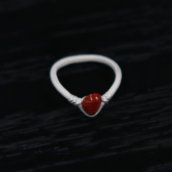 OLIO E ACETO Sterling Silver Moonstone/Lapis Lazuli/Red Snakeskin Jade Crown Ring OLIO-OA13F05-YH Red